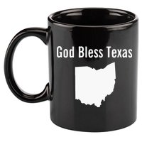 God Bless Texas Ohio 11oz C Handle Ceramic Mug