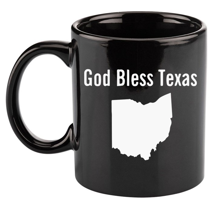 God Bless Texas Ohio 11oz C Handle Ceramic Mug