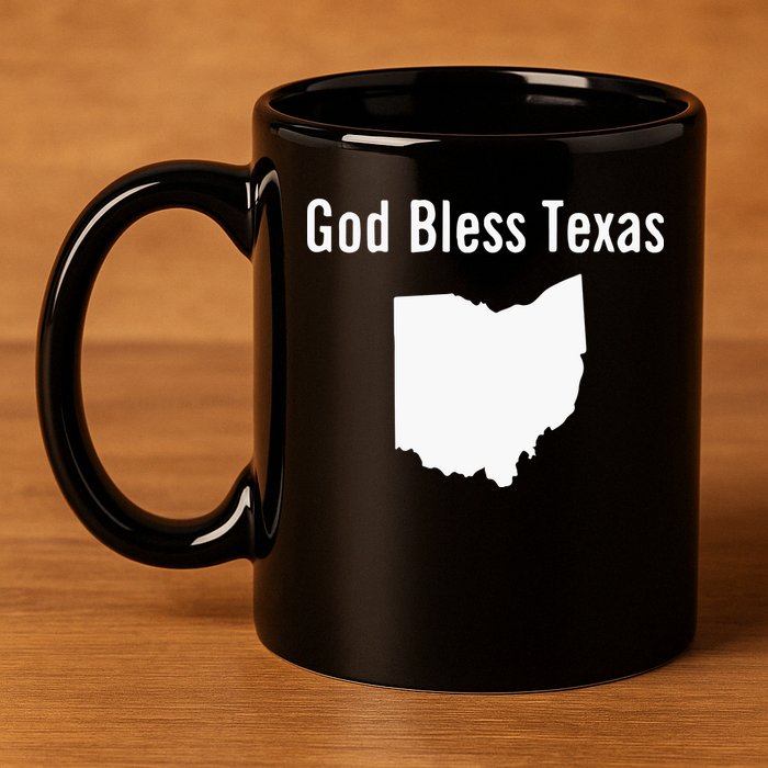 God Bless Texas Ohio 11oz C Handle Ceramic Mug
