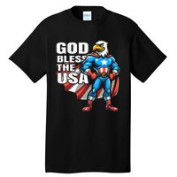 God Bless The Usa American Patriotic Eagle Superhero Tall T-Shirt