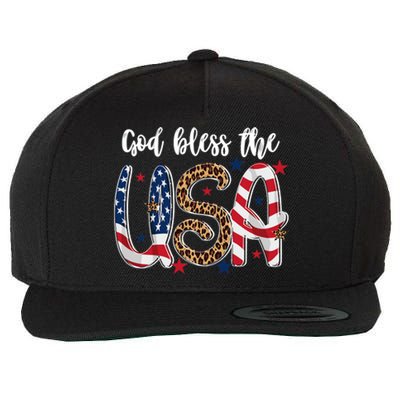 God Bless The USA American Flag Patriotic Wool Snapback Cap