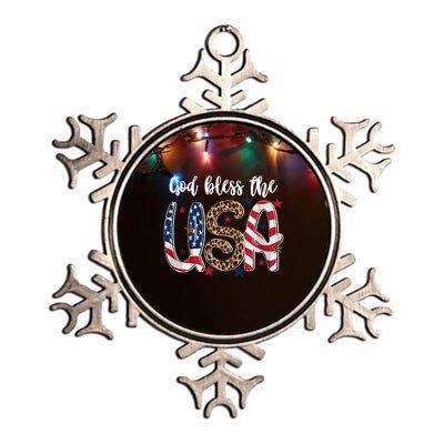 God Bless The USA American Flag Patriotic Metallic Star Ornament