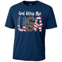 God Bless The USA American Flag Patriotic Cooling Performance Crew T-Shirt