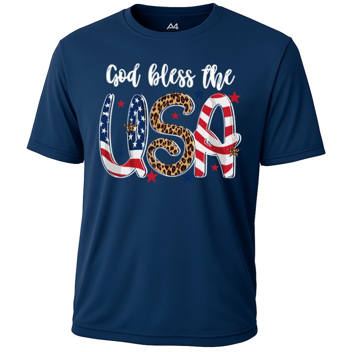 God Bless The USA American Flag Patriotic Cooling Performance Crew T-Shirt