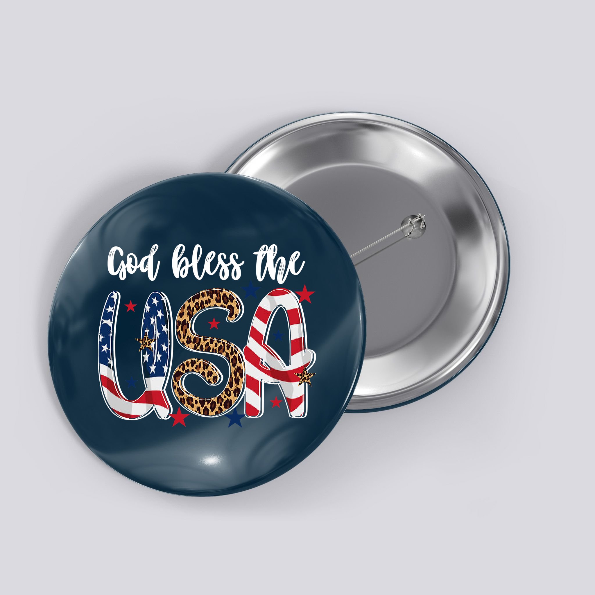 God Bless The USA American Flag Patriotic Button