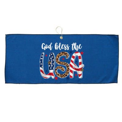God Bless The USA American Flag Patriotic Large Microfiber Waffle Golf Towel