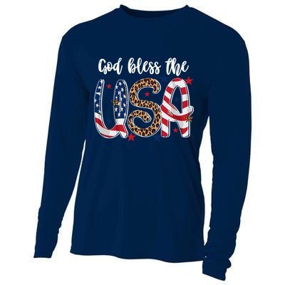 God Bless The USA American Flag Patriotic Cooling Performance Long Sleeve Crew