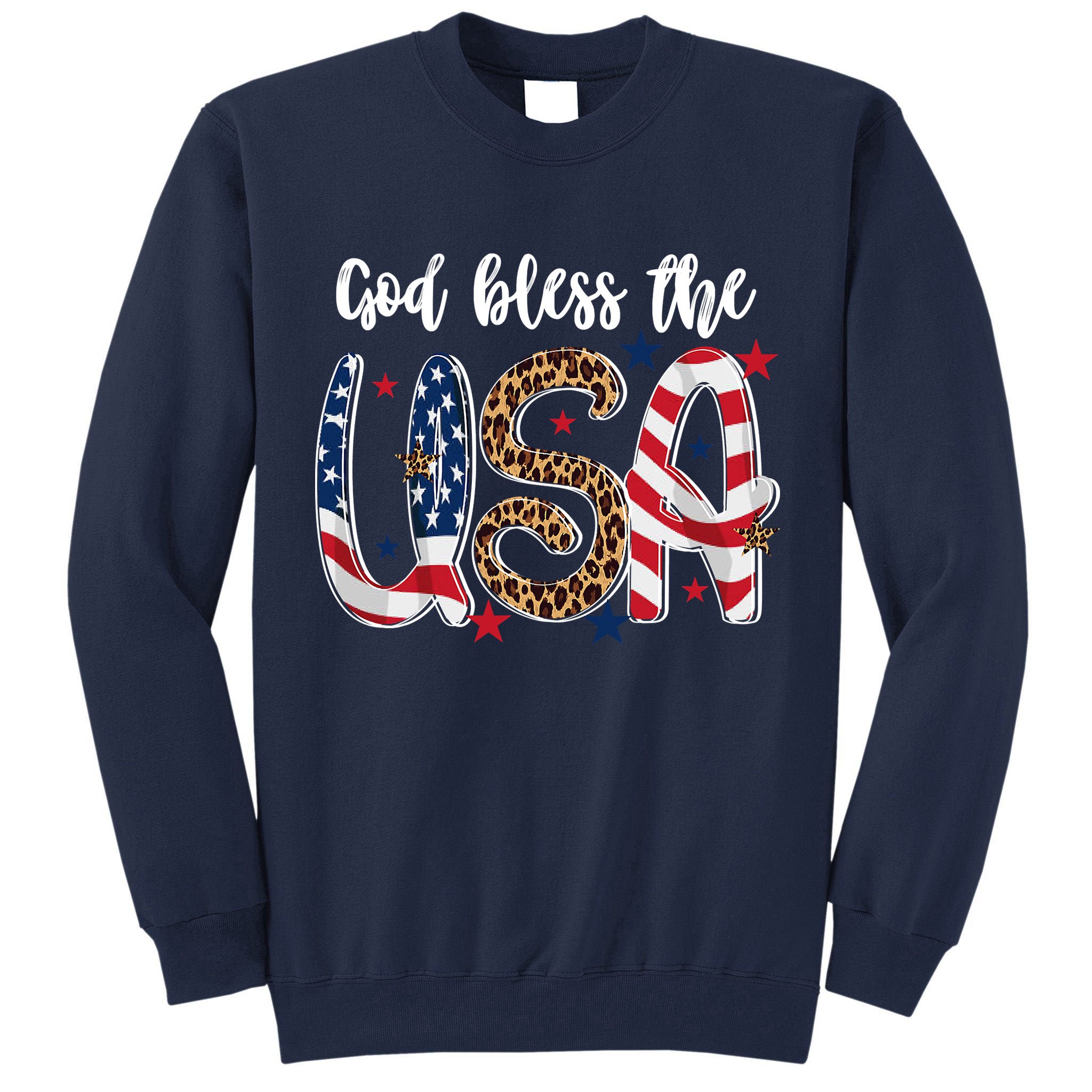 God Bless The USA American Flag Patriotic Tall Sweatshirt
