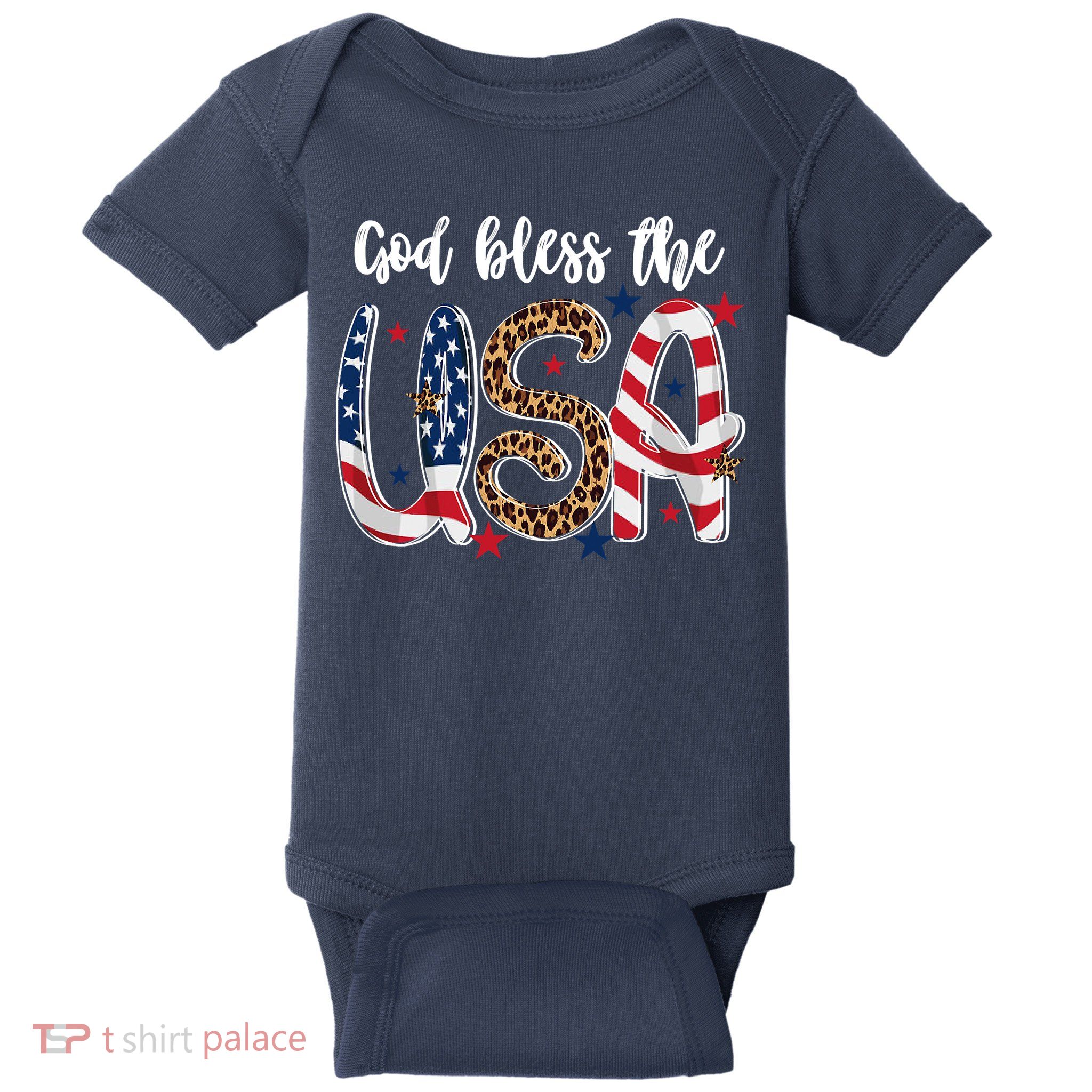 God Bless The USA American Flag Patriotic Baby Bodysuit