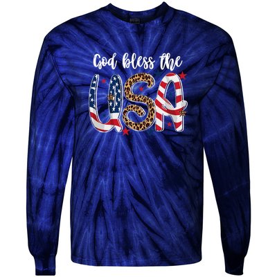 God Bless The USA American Flag Patriotic Tie-Dye Long Sleeve Shirt