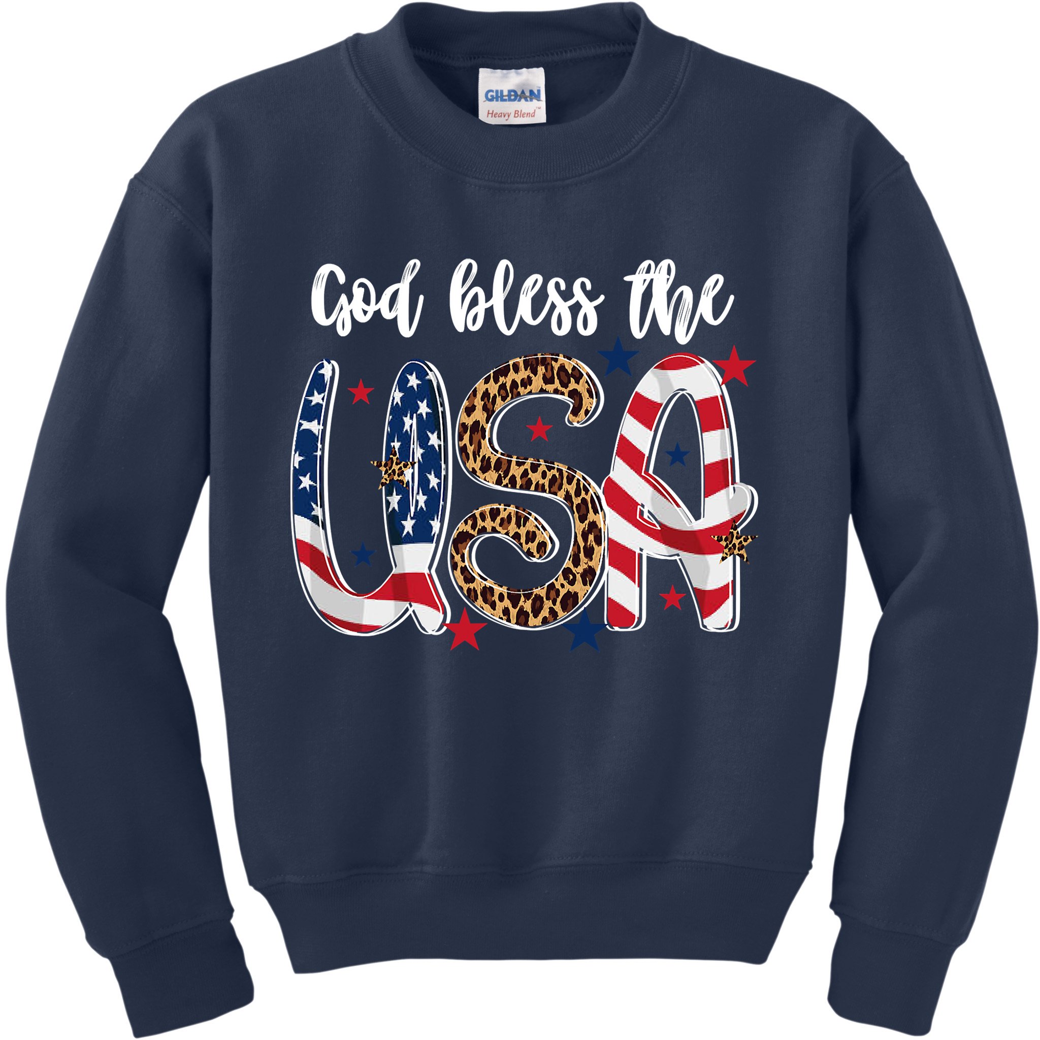 God Bless The USA American Flag Patriotic Kids Sweatshirt
