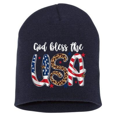 God Bless The USA American Flag Patriotic Short Acrylic Beanie