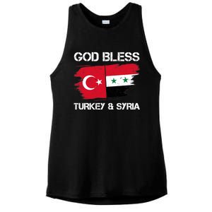 God Bless Turkey & Syria Flag Pray For Turkey Earthquake Ladies PosiCharge Tri-Blend Wicking Tank