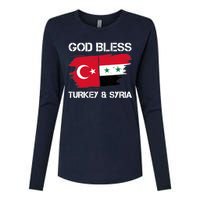 God Bless Turkey & Syria Flag Pray For Turkey Earthquake Womens Cotton Relaxed Long Sleeve T-Shirt