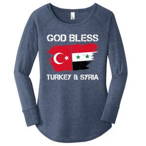 God Bless Turkey & Syria Flag Pray For Turkey Earthquake Women's Perfect Tri Tunic Long Sleeve Shirt