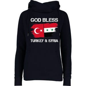 God Bless Turkey & Syria Flag Pray For Turkey Earthquake Womens Funnel Neck Pullover Hood