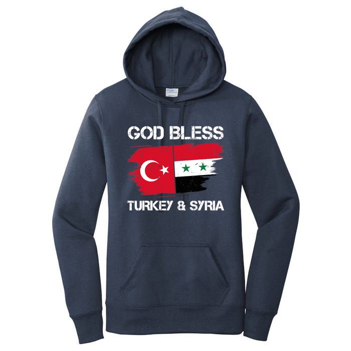 God Bless Turkey & Syria Flag Pray For Turkey Earthquake Women's Pullover Hoodie