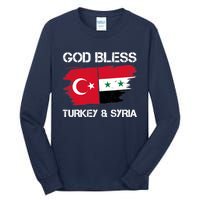 God Bless Turkey & Syria Flag Pray For Turkey Earthquake Tall Long Sleeve T-Shirt