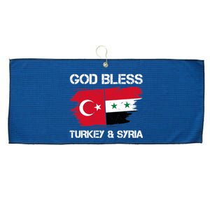 God Bless Turkey & Syria Flag Pray For Turkey Earthquake Large Microfiber Waffle Golf Towel