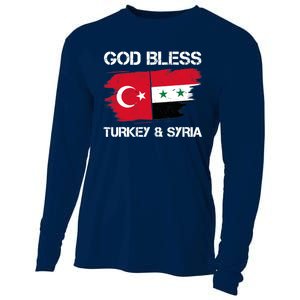 God Bless Turkey & Syria Flag Pray For Turkey Earthquake Cooling Performance Long Sleeve Crew