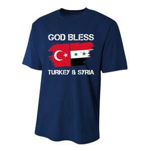 God Bless Turkey & Syria Flag Pray For Turkey Earthquake Performance Sprint T-Shirt