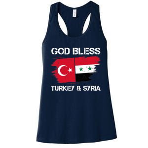 God Bless Turkey & Syria Flag Pray For Turkey Earthquake Women's Racerback Tank