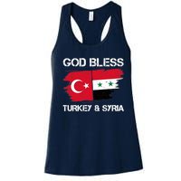 God Bless Turkey & Syria Flag Pray For Turkey Earthquake Women's Racerback Tank