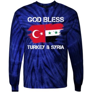 God Bless Turkey & Syria Flag Pray For Turkey Earthquake Tie-Dye Long Sleeve Shirt