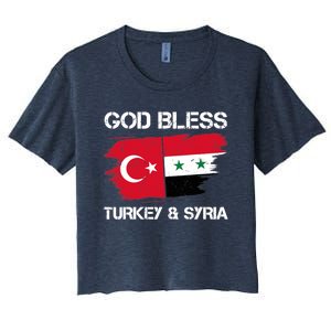 God Bless Turkey & Syria Flag Pray For Turkey Earthquake Women's Crop Top Tee