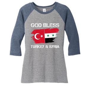 God Bless Turkey & Syria Flag Pray For Turkey Earthquake Women's Tri-Blend 3/4-Sleeve Raglan Shirt