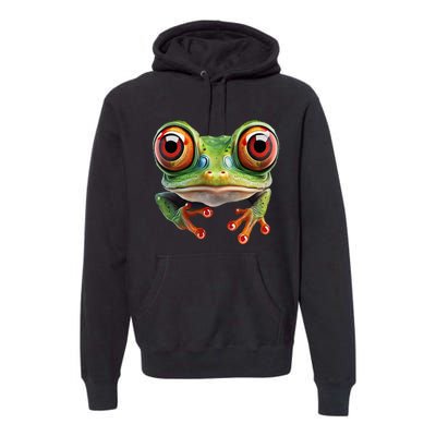 Green Body Tree Frog Red Eyed Tree Frog Rainforest Amphibian Premium Hoodie