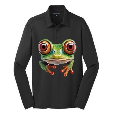 Green Body Tree Frog Red Eyed Tree Frog Rainforest Amphibian Silk Touch Performance Long Sleeve Polo