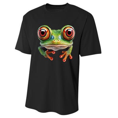 Green Body Tree Frog Red Eyed Tree Frog Rainforest Amphibian Performance Sprint T-Shirt