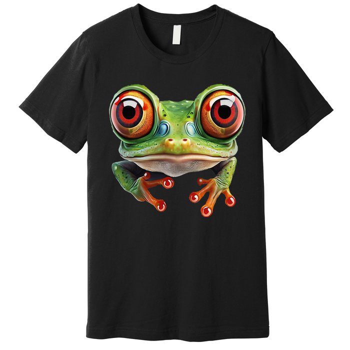 Green Body Tree Frog Red Eyed Tree Frog Rainforest Amphibian Premium T-Shirt