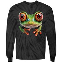 Green Body Tree Frog Red Eyed Tree Frog Rainforest Amphibian Tie-Dye Long Sleeve Shirt