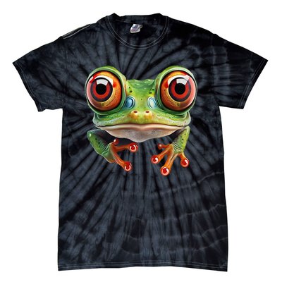 Green Body Tree Frog Red Eyed Tree Frog Rainforest Amphibian Tie-Dye T-Shirt