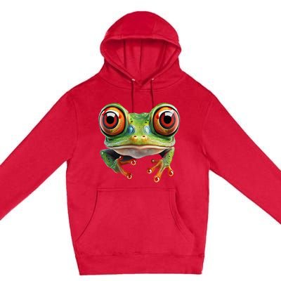 Green Body Tree Frog Red Eyed Tree Frog Rainforest Amphibian Premium Pullover Hoodie