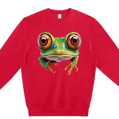 Green Body Tree Frog Red Eyed Tree Frog Rainforest Amphibian Premium Crewneck Sweatshirt