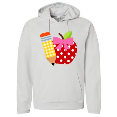 Girls Back To School Apple First Day Of Preschool Performance Fleece Hoodie