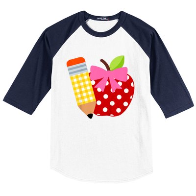 Girls Back To School Apple First Day Of Preschool Baseball Sleeve Shirt