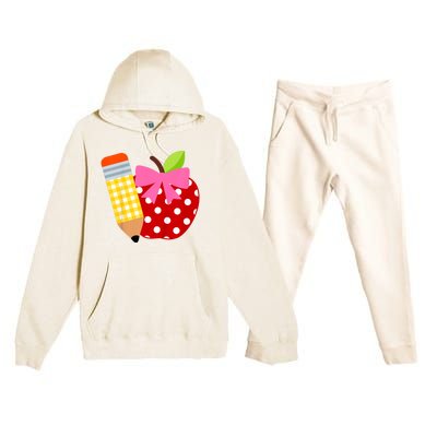 Girls Back To School Apple First Day Of Preschool Premium Hooded Sweatsuit Set