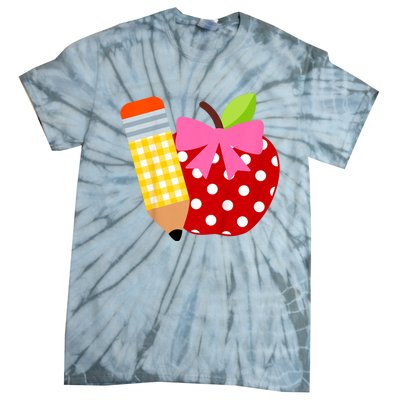 Girls Back To School Apple First Day Of Preschool Tie-Dye T-Shirt