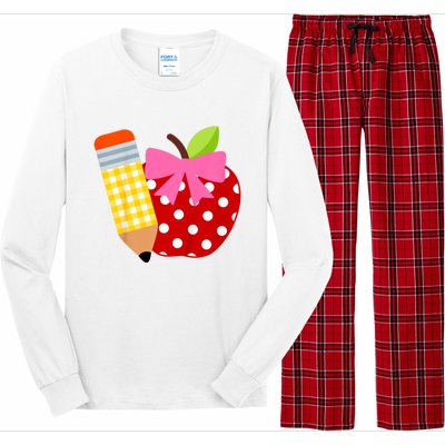 Girls Back To School Apple First Day Of Preschool Long Sleeve Pajama Set