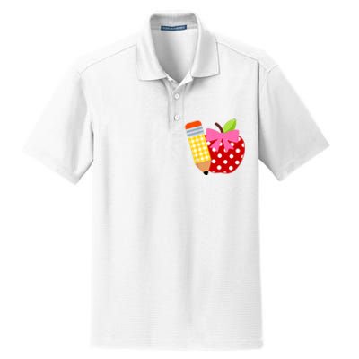 Girls Back To School Apple First Day Of Preschool Dry Zone Grid Polo