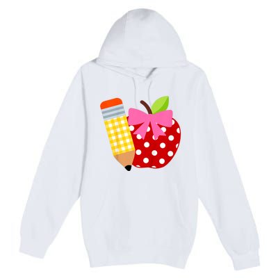 Girls Back To School Apple First Day Of Preschool Premium Pullover Hoodie