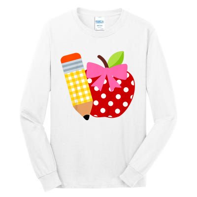 Girls Back To School Apple First Day Of Preschool Tall Long Sleeve T-Shirt