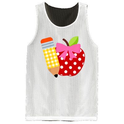 Girls Back To School Apple First Day Of Preschool Mesh Reversible Basketball Jersey Tank