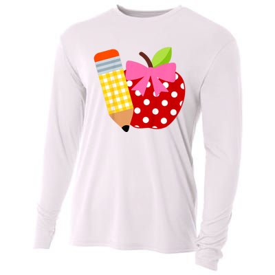 Girls Back To School Apple First Day Of Preschool Cooling Performance Long Sleeve Crew