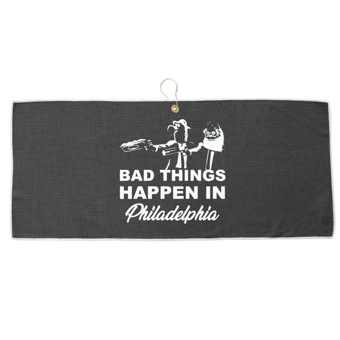 Gritty Bad Things Happen In Philadelphia Large Microfiber Waffle Golf Towel