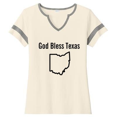 God Bless Texas Ohio Ladies Halftime Notch Neck Tee